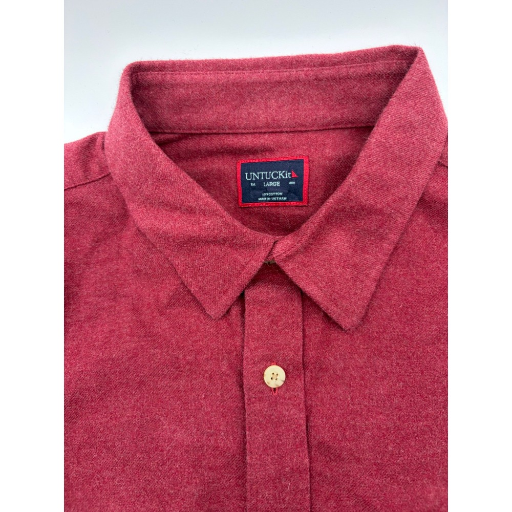 Men's UNTUCKit Burnt Red Sherwood Long Sleeve Flannel Size Large 35722